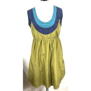 Fossil Dress Womens Sz S Green and Blue Colorblock Silk Blend Sleeveless